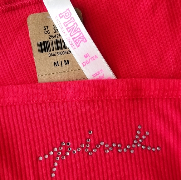 Victoria's Secret PINK Sequin Bling String Bikini Panty Ribbed Red NWT - Picture 7 of 11